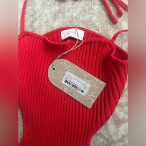 Meshki Red Maxi Halter Dress